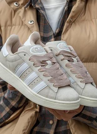 Женские кроссовки adidas campus beige white 36-38-39