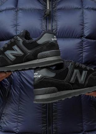 Зимние женские кроссовки new balance 574 black (мех) 37-39-413 фото