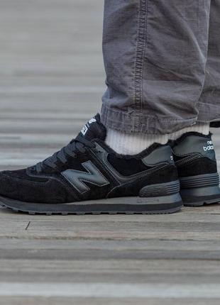 Зимние женские кроссовки new balance 574 black (мех) 37-39-416 фото