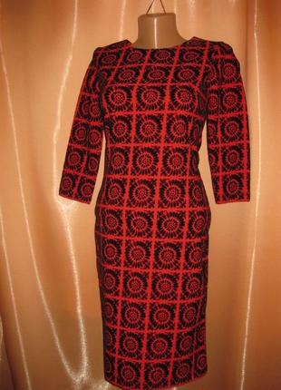 Силуетна приталена закрита сукня плаття червона з чорним маленький розмір s xs в офіс на роботу