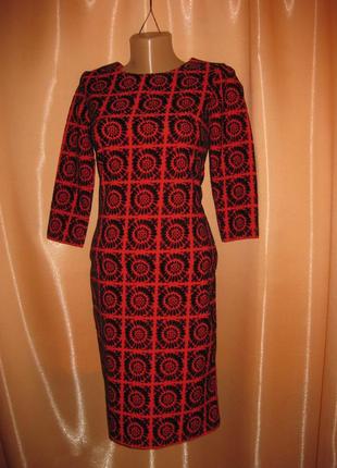 Силуэтное приталенное закрытое офісна суплатье красное с черным км1814 маленький размер s xs в офис5 фото