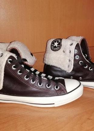 Чудові зимові кеди converse з натуральної шкіри та овчини