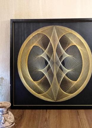 3-д триптих в технике string art "сакральная геометрия". в рамках. 54/54 см.2 фото