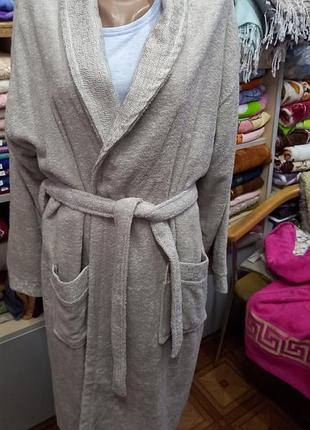 Беж/мокко премиум качественный натуральный хлопковый махровый длинный халат s-l турция