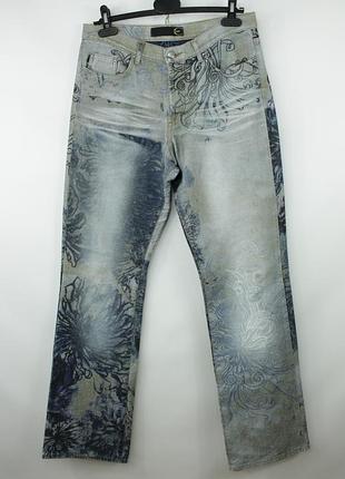 Невероятные дизайнерские джинсы just cavalli flared over printed denim jeans men's