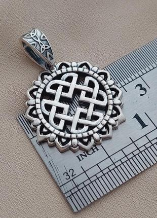 Подвеска серебряная узел защиты с чернением этнический мотив