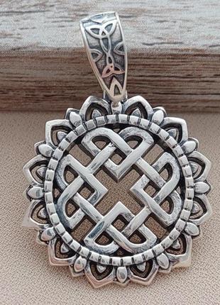 Подвеска серебряная узел защиты с чернением этнический мотив