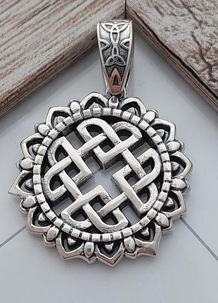 Подвеска серебряная узел защиты с чернением этнический мотив