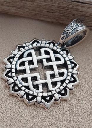 Подвеска серебряная узел защиты с чернением этнический мотив