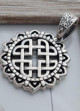 Подвеска серебряная узел защиты с чернением этнический мотив
