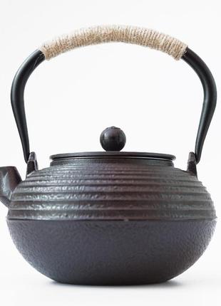 Чайник чугунный тэцубин с ситом "полоска" 1100мл.