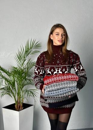 Новогоднмй свитер с оленями женский и мужской
