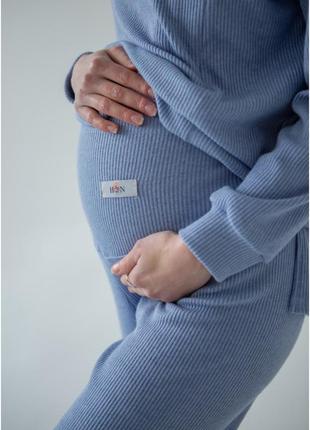 Костюм у рубчик для вагітних та годуючих мам із секретом для годування hn голубий4 фото