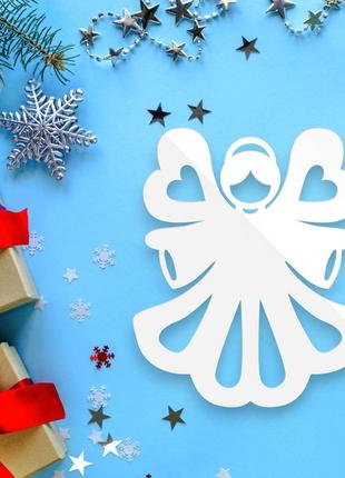 Біла новорічна ялинкова іграшка "янгол серця" тендітна прикраса на ялинку з полістиролу, 7 см