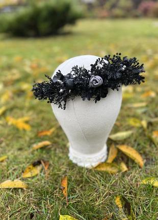 Ексклюзивний готичний вінок на голову "чорна магія": карнавальний аксесуар для неперевершеного образу, ручна р2 фото