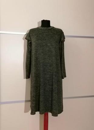 Тепле плаття трапеція міді тепла сукня