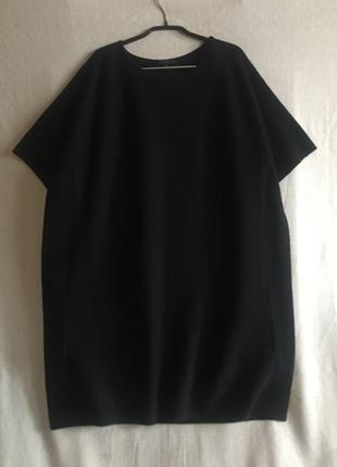 Теплое шерстяное мини платье кокон свободного кроя