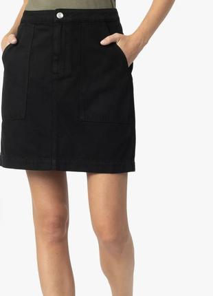 Чёрная котоновая джинсовая юбка gemo