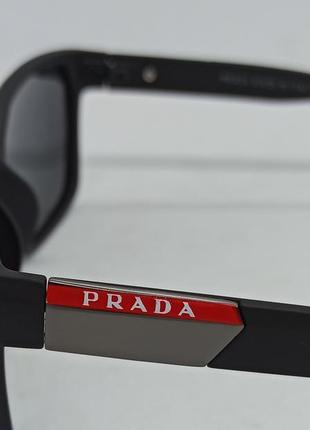 Окуляри в стилі prada чоловічі сонцезахисні брендові в чорній матовій оправі4 фото