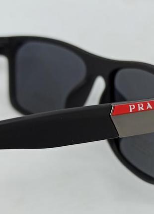 Окуляри в стилі prada чоловічі сонцезахисні брендові в чорній матовій оправі8 фото