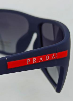 Очки в стиле prada мужские солнцезащитные в темно синей матовой оправе поляризованные9 фото