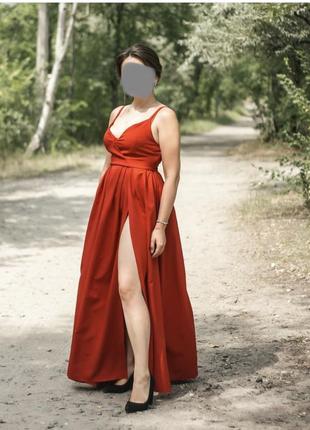 Нарядное эффектное платье сарафан макси2 фото