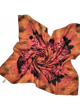 Шерстяной премиальный бренд платок шаль цветочный принт adrienne vittadini /4076/2 фото
