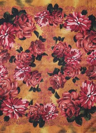 Шерстяной премиальный бренд платок шаль цветочный принт adrienne vittadini /4076/4 фото