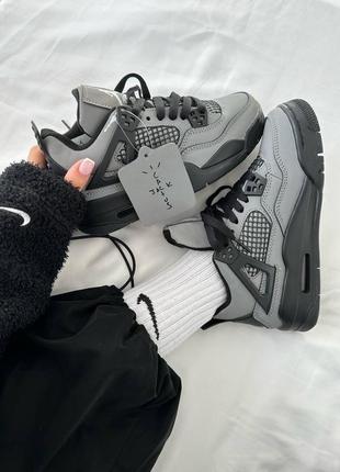 Nike air jordan retro 4 x cactus jack “grey / black” premium