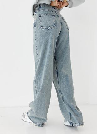 Жіночі джинси-варьонки wide leg з защипами5 фото