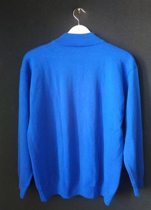 Шерстяной мериносовый джемпер поло 100% шерсть foppa mode на пуговицах воротник стойка пуловер оверсайз спущенные плечи электрик свитер кофта реглан5 фото