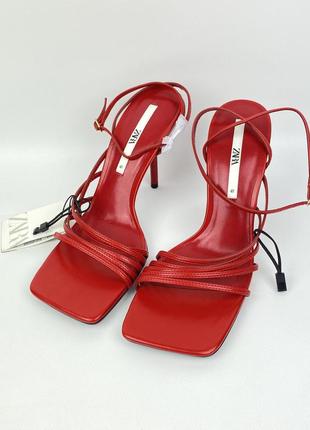 Туфли / босоножки zara 2023 на высоком каблуке с тонкими ремешками сандалии размер 41 41.5 422 фото