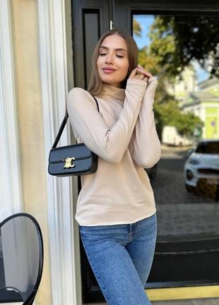 Гольф з подовженими рукавами водолазка з високим коміром під горло лонгслів базовий стильний чорний бежевий зелений