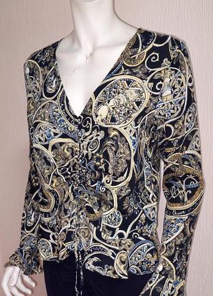 Шикарная вискозная блузка в яркий принт h&m made in indonesia с биркой5 фото