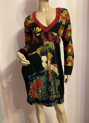 Фирменное хлопковое принтовое платье/ l/ brend desigual