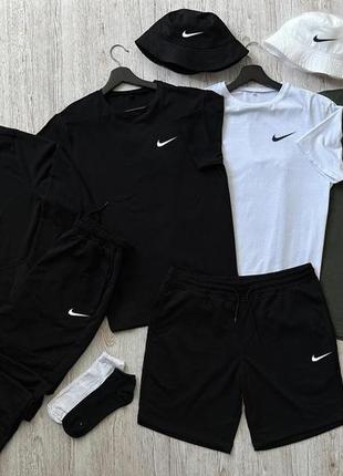 Nike чорний худі + штани + футболка 1шт + шорти + панама 1шт + шкарпетки (2пари чорні та білі)1 фото