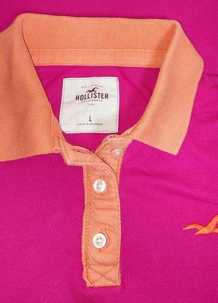 Стильная футболка поло розового цвета hollister made in indonesia, молниеносная отправка5 фото