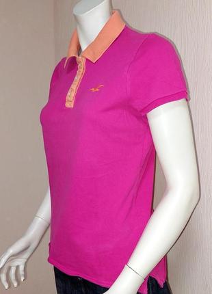 Стильная футболка поло розового цвета hollister made in indonesia, молниеносная отправка4 фото
