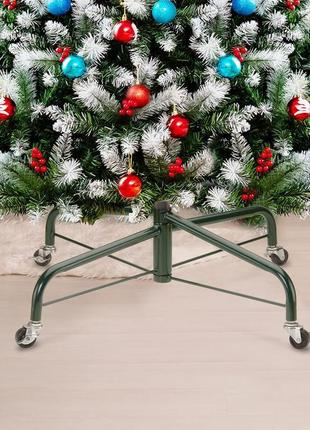Ковзаюча підставка для різдвяної ялинки металева з коліщатами3 фото