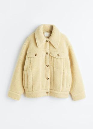 Теплая стильная куртка шерпа на подкладке тедди h&amp;m полу пальто оверсайз6 фото