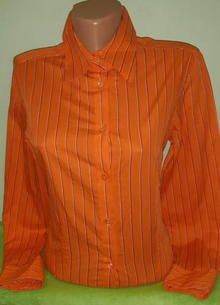 Стильная оранжевая рубашка в полоску eterna silverline, оригинал, молниеносная отправка 🚀⚡