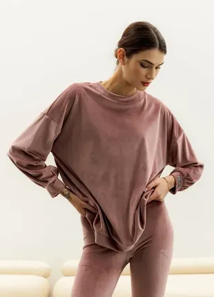 Оверсайз велюровый костюм с лосинами мягкий костюм из велюра