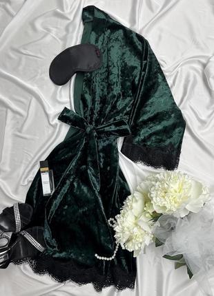 Елегантний домашній халат жіночий велюровий3 фото