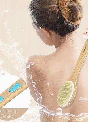 Двусторонняя щетка для сухого и влажного массажа metene shower dual-sided brush2 фото
