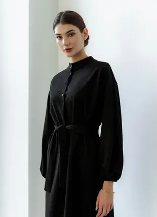 Черное платье замшевое оверсайз платье миди женское замшевое с поясом
