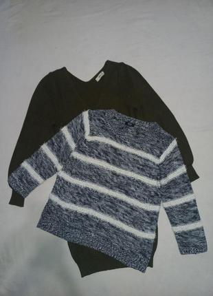 Теплый трикотажный свитер акрил в полоску ff
