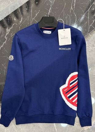 Чоловічий світшот / якісний світшот moncler в темно-синьому кольорі на кожен день