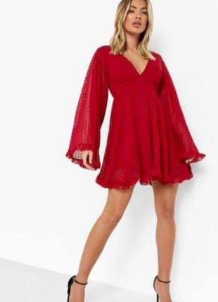 Гарна сукня жіночна розлітайка легка шифон рожева пыльная роза з довгим рукавом