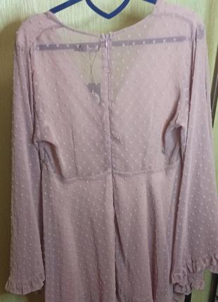 Гарна сукня жіночна розлітайка легка шифон рожева пыльная роза з довгим рукавом