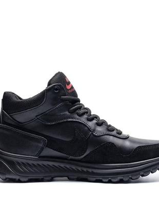 Мужские зимние кожаные кроссовки nike venture runner black3 фото